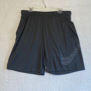 Nike Dri Fit Mens Athletic Shorts Gray Large Swoosh Logo Gym Workout